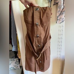 Strapless brown mini dress